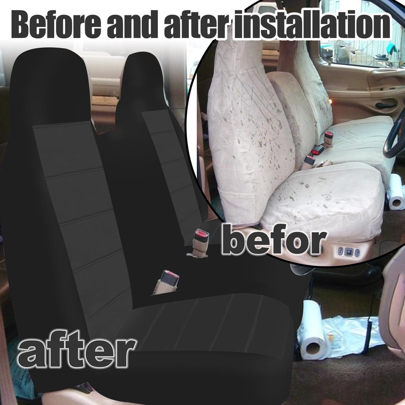 EDIETH Front Bench Seat Covers with Molded Headrests for Ford