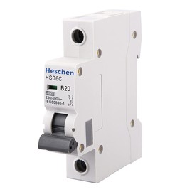 Heschen HSB6C 20 Amp Current 1 Pole Type B 6kA Breaking Capacity DIN Rail Mounted Circuit Breaker