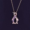 AFFY Simulated Amethyst Penguin Infinity Pendant Necklace In 14K Rose