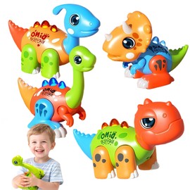 HOPANDOS Dinosaur Toy Set for Kids Ages 3-5, Magnetic Mix or Match Dino Toys with Lights & Sounds, 24 Pcs Kits Include Flash Cards and Dinosaur Egg, Creative STEM Educational Gift for Boys and Girls