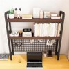 W WWEENUO Desktop Hutch Bookshelf, 2-Tier Metal Desk Shelf with