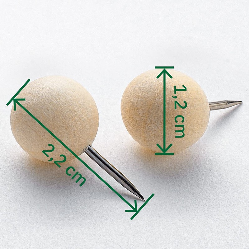 SIGEL BA240 Wooden Push Pins - Beige - Large Round