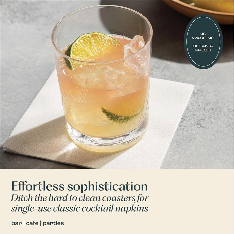 200 Linen-Feel Beverage Napkins - Disposable Cocktail Napkins, Made In