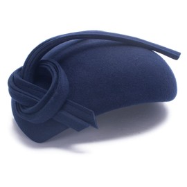 Lawliet Black Teardrop Women Felt Fascinator Tam Beret Casque Cocktail Hat A572 (Navy Blue)