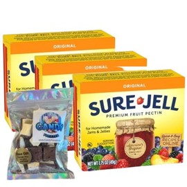 Sure-Jell Original Fruit Pectin for Canning – Pack of 3 (1.75 oz Boxes) – Classic Pectin for Homemade Jams, Jellies & Preserves – Includes Candy Freezer Freeze Dried Ice Cream Bites (Original) - Candy