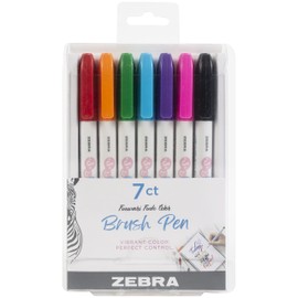 Zebra Pen Funwari Brush Pen, Ultra Fine Point Tip, Assorted Ink Colors, (01177), 7 Count, Pack of 1