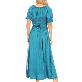 Sakkas 2100 Bridget Embroidered Renaissance Dress - Turquoise Blue - L/XL