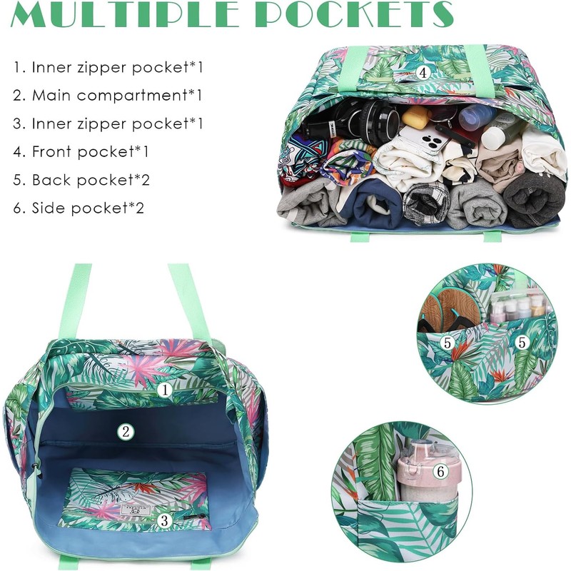 Travistar Bolsa de Playa para Mujer, Bolsa de Natación XXL,