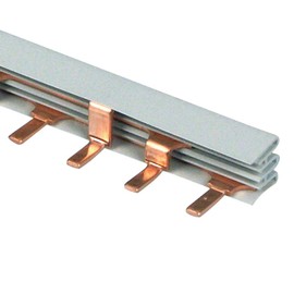 REV Kammschiene, Sammelschiene 3-polig, max. 64A, 12 Sicherungs-Einbauautomaten, silber