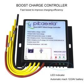 Pikasola MPPT Wind Turbine Charge Controller, 12V/24V Auto Match, IP67 Waterproof, Suitable for 400W/600W Wind Turbine