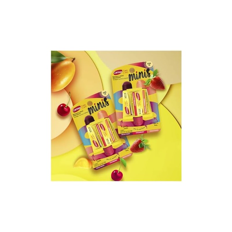 Bálsamo Labial Carmex Minis 3 Tubos Fresa, Cereza, Mango 5
