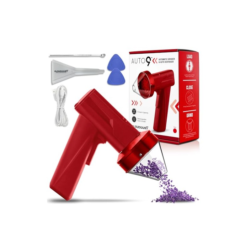 Auto9 Electric Herb Grinder with Auto Dispensing - Red