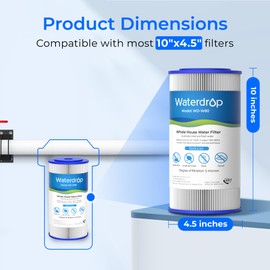 Waterdrop 5 Micron 10" x 4.5" Whole House Water Filter, Replacement for GE® FXHSC, GXWH40L, 10" x 4.5" Sediment Filter, 2 Pack
