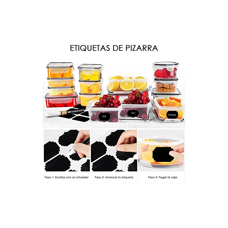 Juego de recipientes herméticos de plástico para almacenamiento de alimento