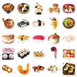 50 Packs Japanese Cuisine Stickers Water Bottles Laptop Phone Motorcycle Computer Guitar Skateboard Hydroflasks Sushi Vinyl Sticker Waterproof Aesthetic Trendy Decals for Teens Girls Adults