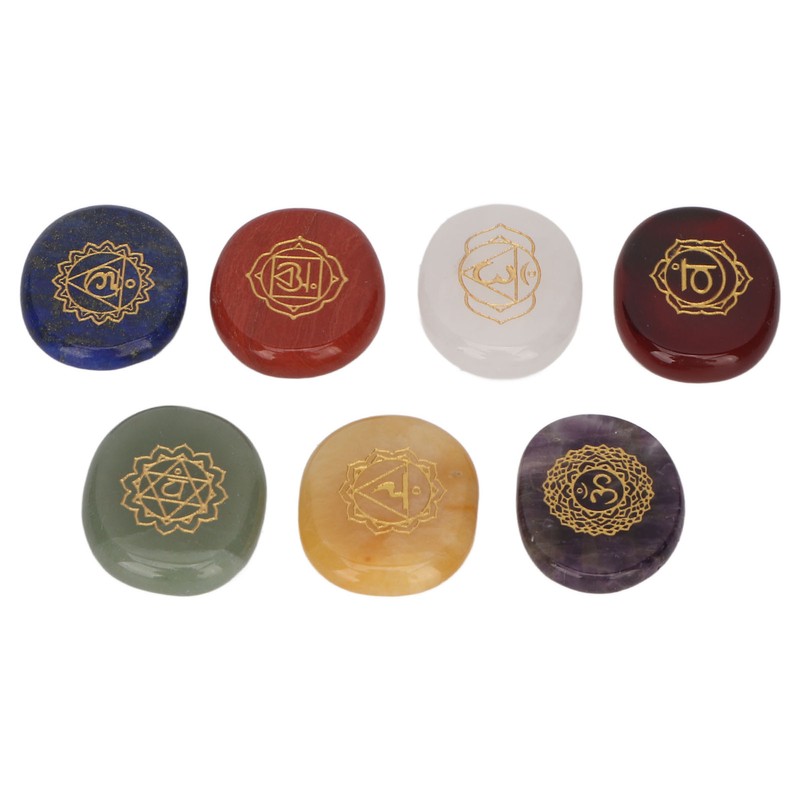 7 Pcs Rune Stones Set Different Color Smoother Yoga Stone