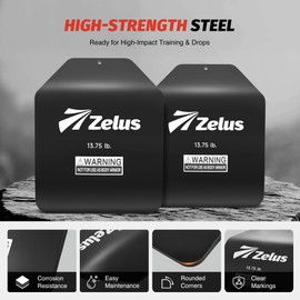 ZELUS 2 Weighted Vest Plates, 13.75 lb. Curved Weight Vest Plates for Workout, Steel Tactical Weight Plates for Vest with Clear Markings, Ergonomic Training Plates for Running Training CrossFit, Black