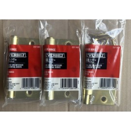 Everbilt 3 Everbilt Door Hinges 3.5 Inch Square Corner Satin Brass Finish 237009