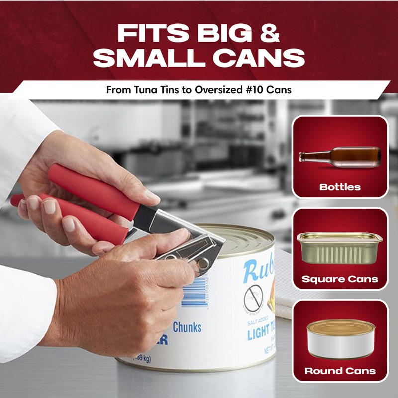Chef-Master Commercial Can Opener, Multi-Purpose Can-Opener Manual, Easy Turn Anti-slip