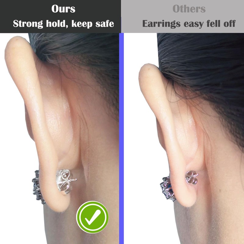 Formulen 8 Pieces Earring Backs for Droopy Ears, Large Earring