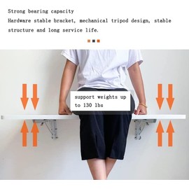 CYGJSYEA Wall Mounted Folding Table,White Floating Desk for Small Spaces,Stainless Steel Bracket Laundry Folding Table,Wall Folding Desk,Home Bars and Dining Establishments(90x50cm/35.4"×19.7")