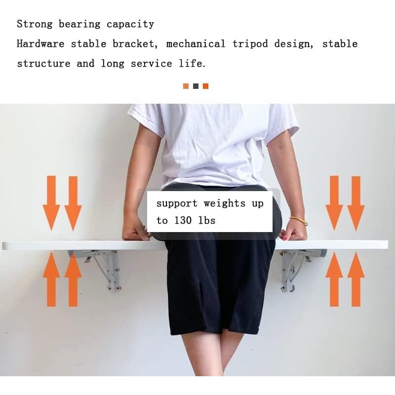 CYGJSYEA Wall Mounted Folding Table,White Floating Desk for Small Spaces,Stainless