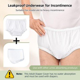 2 PCS Pull-On Waterproof Underwear Unisex Washable Diaper Cover for Incontinence Waterproof,Durable Leakproof Underwear for Incontinence to Use with Diapers & Briefs for Added Leakage Protection