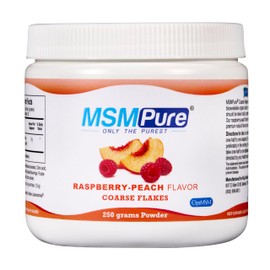 KALA HEALTH MSMPure Raspberry Peach Flavored Coarse MSM Powder Flakes – US-Made MSM for Joint Health, Skin Appearance, and Hair & Nail Support – 8.8 oz, Organic Sulfur