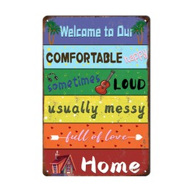 Bevkyc Welcome Sign for Front Door Seasonal Farmhouse Wall Décor Porch Decor Outdoor Spring Summer Welcome Signs Outside Door Hanging Decorations Aluminium Metal Sign 8x12 inch