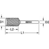 KS Tools 515.3221 Hard metal cylinder rotary burr form A