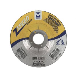 Mercer Industries 622000-4-1/2" x 1/8" x 7/8" ZSPEED Zirconia Type 27 Cutting and Light Grinding Wheels for Stainless Steel (25 pack)