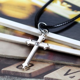 Flongo Choker Necklace for Women Girls Multi-Layer Black Velvet Rivets Pendant Cross Vintage Punk Rock Chain Adjustable Chain Fantasy Gifts Birthday Christmas All Saints Day, Leather Metal, Without,