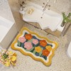 Cute Bathroom Rug,Scalloped Floral Washable Bath Mat,32’’X20’’Pink and Yellow Small