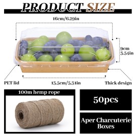 Fniiva 50 Pack Paper Bowls, 6"x3.3"x2.2" Disposable Food Containers with Lids, Disposable Bowls with Lids, Disposable Salad Bowls for Diet Salad Ice Cream Yogurt