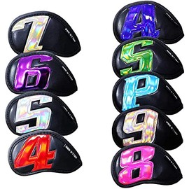 Headcover Iron Cover with Colorful Count Set of 9 (4-9, P, A, S) (White)