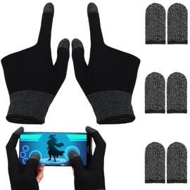 Milisten Gaming Finger Gloves, Two Finger Touchscreen Gloves for Sweaty Hands Graphene Game Gloves for Mobile Gaming