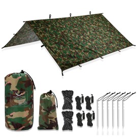 Pure Hang Premium Tent Tarp 3 x 3 for Hammock Outdoor Camping 100% Waterproof with Eyelets Sun Sail Beach Ultra Light Sun Protection UV Protection Rain Cover, multicolour, 3 x 3