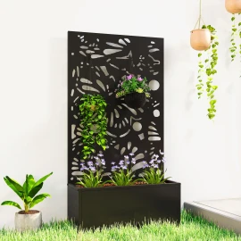 Metal Garden Bed with Trellis for Climbing Plants Freestanding Wall Mounted Flower Bed with Drainage for Garden Patio BalconyTitle: Default Title