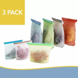 Yelio 3 Bolsas De Silicon Hermetica Reutilizable Antiderrames 1l