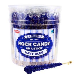 Extra Large Rock Candy Sticks: 36 Navy Blue Crystal Rock on Sticks - Blueberry - Individually Wrapped for Party Favors, for Buffet, Showers, Receptions, Bridal and Baby Showers - Old Fashioned Espeez