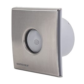 Estevez Extractor De Aire Modelo: 1304-INOX(eco) | Ventilador para Baño y Cocina de 4", Tipo Europeo, Acero Inoxidable, 17 Watts, 41dB, Flujo de Aire 53m³/hr, | Instalación en Muro o Techo.