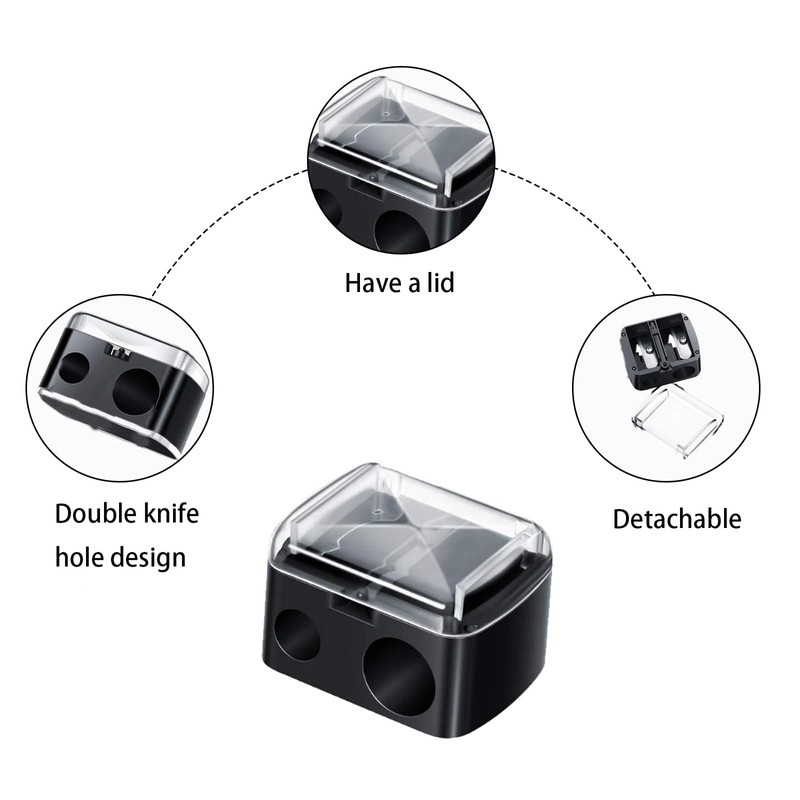 2 PCS fKiZanthene Eyeliner Sharpener, 2-Hole Makeup Sharpener, Compact Eyebrow