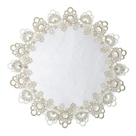 URROMA Round Lace Doily, 24 * 24in Classic Table Cover with Lace Trim, Coffee Table Topper Tablecloth for Dining Room Kitchen Wedding Decor (60 * 60cm)