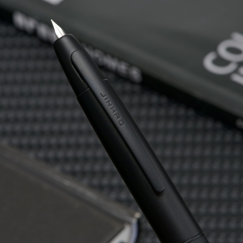 Jinhao 10 Press Fountain Pen Matte Black Retractable Fine Nib