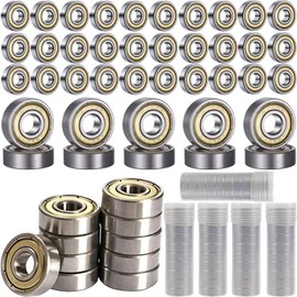 Mockotta Pack of 50 608ZZ Ball Bearings, 608zz, Ball Bearings 8 x 22 x 7 mm, Ball Bearing 608, Metal Double Shielded Miniature Deep Groove Ball Bearings, High Speed, Smooth Rolling for Skateboard
