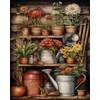 Flowers Plants with Pottings Gardening Tools Paint by Number Rustic