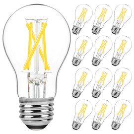 Brightever Dimmable E26 LED Edison Bulbs 60 Watt Equivalent, 6W A15 Vintage LED Light Bulb 5000K Daylight White for Ceiling Light Fan, Appliance, Filament Clear Light Bulbs 600LM 12-Pack