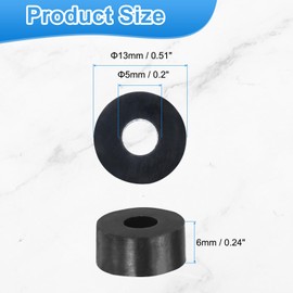 sourcing map 36Pcs Rubber Spacers 13mm OD x 5mm ID x 6mm Thick Round Anti Vibration Spacer Rubber Bushing
