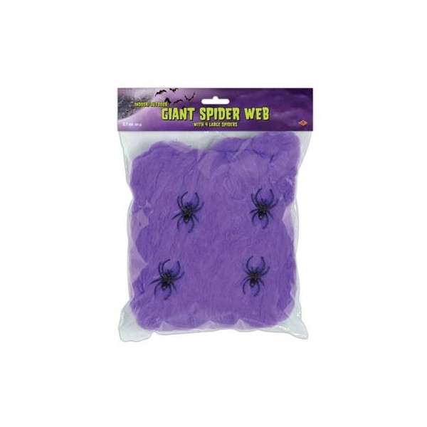 Spider Web Giant Special Effects Purple ((4) 2in. Spiders 2.1 Oz/pkg) Pkg/3