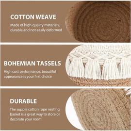 Set of 2 Makeup Brush Holders - Mini Braided Cotton Storage Baskets for Pens, Pencils, and Makeup Brushes - Boho Decor Organizer